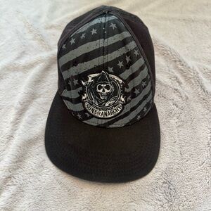 Sons of Anarchy Fear the Reaper Hat Black Gray Flag Stretch Fit 2016‎ Licensed